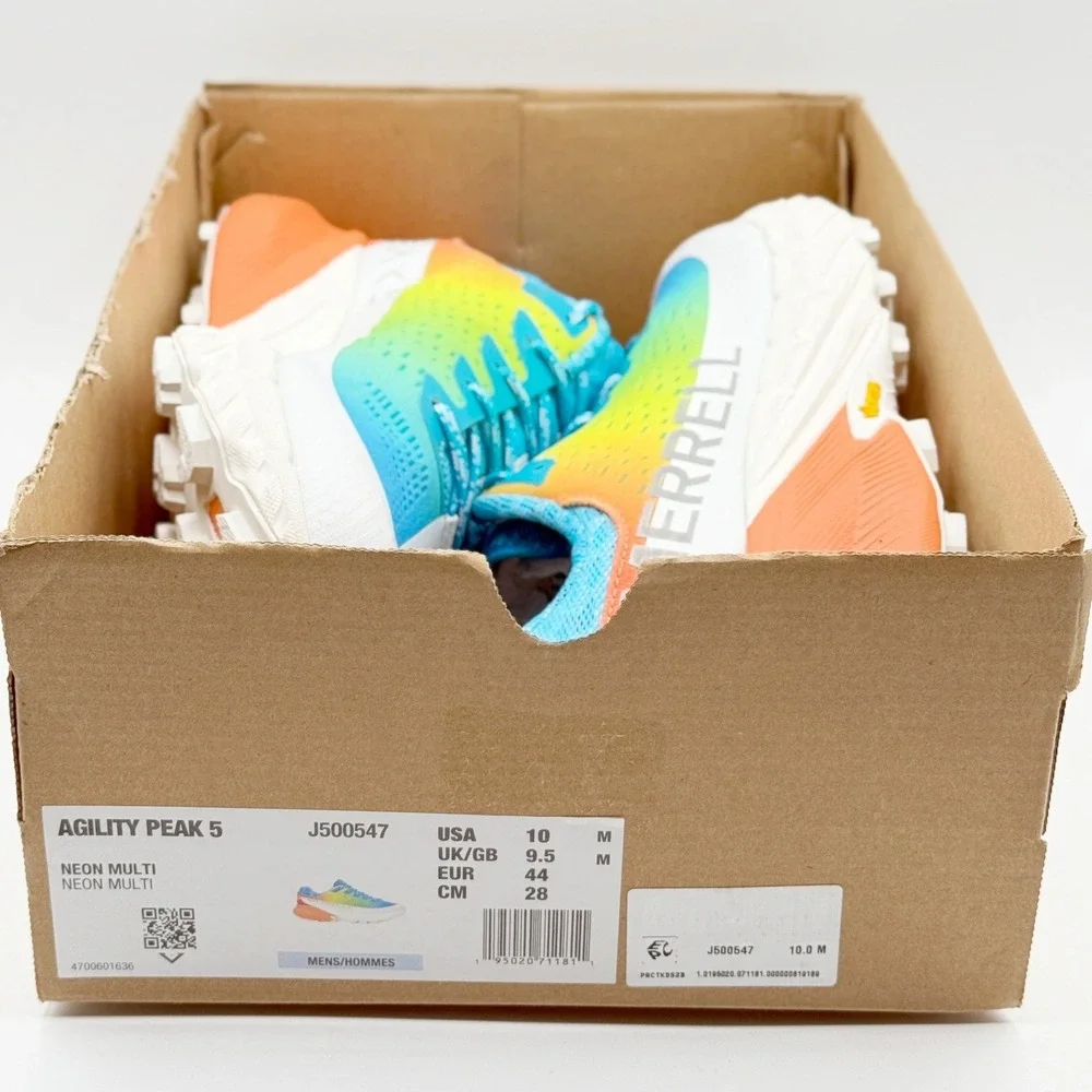 Merrell Agility Peak‎ 5 Shoes Size 10 Mens Neon Rainbow J500547, New
